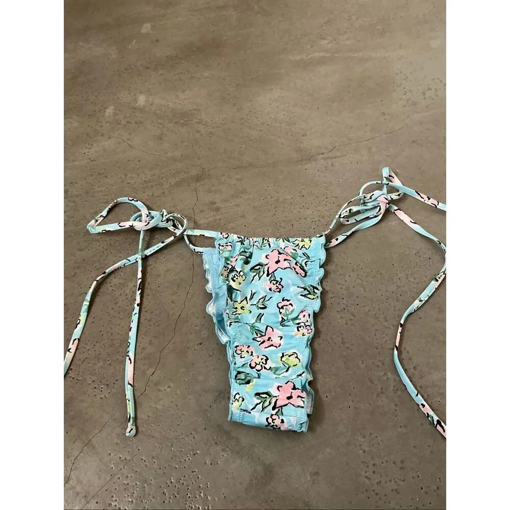Frankie’s Bikinis Tidal Micro String Bikini Bottom | Peony Pastel in Large